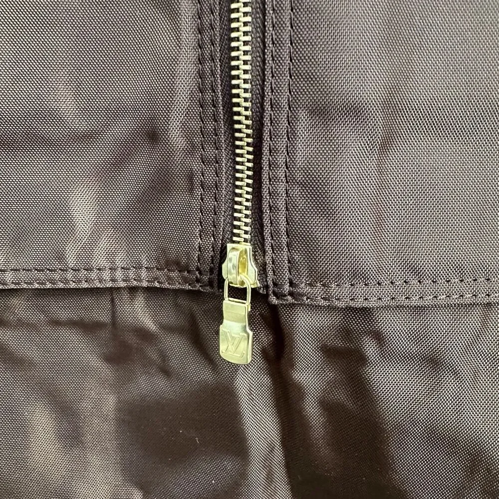 Louis Vuitton Full Length Nylon Garment Bag Shoe Compartment Brown 61” France